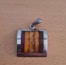 Anhänger Silber 925 Bernstein Art Deco