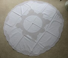 113cm runde Leinen Vintage