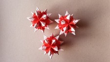 Bascetta Origami Stern rot mit weißen Zacken 3 Stück