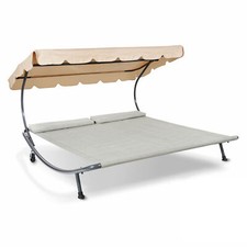 Leco Doppel-Sonnenliege "DAS ORIGINAL" mit verstellbarem Dach und Rollen,natur