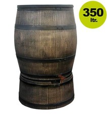 YERD Regen Fass Set 350 l Tonne Wasser Tank mit Untergestell Sockel Holz Wein