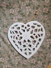 Holzherz deko zum aufhängen weiß  shabby