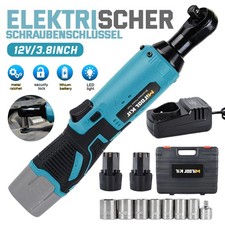 Akku Ratschenschrauber 3/8'' Elektrischer Ratschen Winkelschrauber +8xSteckdosen