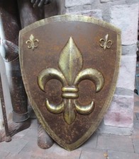 WANDDEKO SCHILD FLEUR de LIS MITTELALTER STIL METALL RITTERRÜSTUNG RITTER NEU