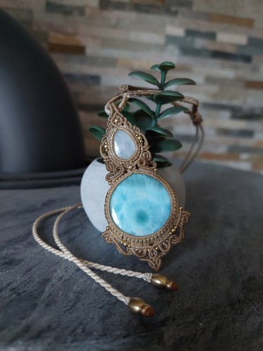 Larimar mondstein anhänger - larimar/mondstein,