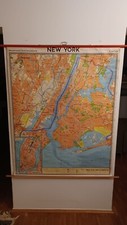 New York 1972 Wandkarte 135x108cm Landkarte Stadtplan Schulkarte Leinwand