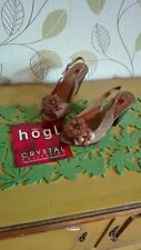HÖGL Sandalette taupe braun cognac Blumen Blüten Swarovski  Gr. 5 1/2 38 1/2
