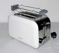 MD10070 Designer Metall Doppelschlitz Toaster 750W 7 Stufen Brotaufsatz Weiß Mat