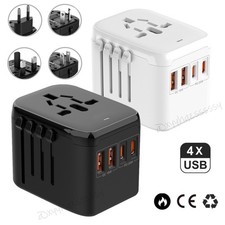 Universal Reiseadapter Weltweit 1 AC 4 USB Anschlüsse für EU UK US 224+ Ländern