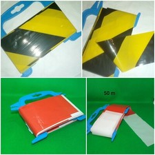 Absperrband Rot/Weiß-Schwarz/Gelb 25m-50m-100m-500 m *robust oder reißfest*