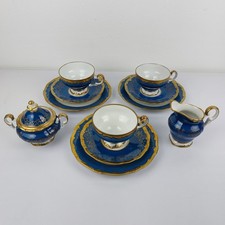Weimar Porzellan 11 teiliges Kaffeeservice Gedeck Tassen Blau/Gold Thüringen