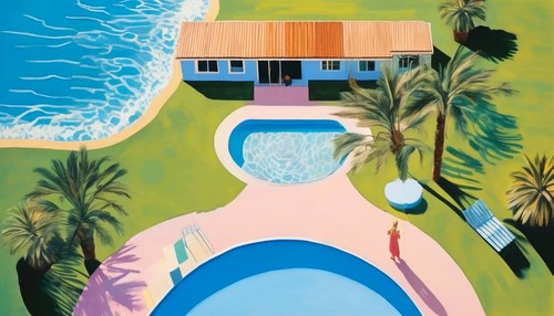 Drohne malerei pool beach mid - pool,