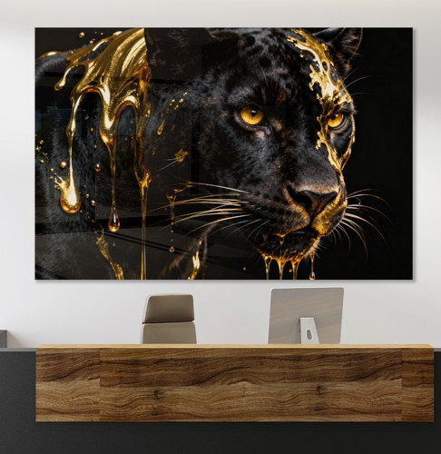 Schwarzer panther mit gold - panther,