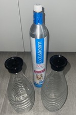 Set 1 x Soda Stream Kohlensäure/CO2 Zylinder 60l Neu + 2 Glas Karaffe mit Deckel