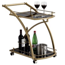 Servierwagen Beistellwagen Teewagen Minibar Servicewagen schwarz und gold