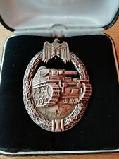 Panzerkampfabzeichen 925 Silber - Offiziersstück - entnazifiziert-WH/WK II