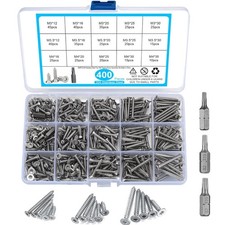 Schrauben Set Edelstahl 400 Stück, Senkkopf, Torx, Selbstbohr, Holz
