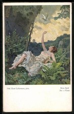 Künstler-AK Ernst Liebermann: Beim Spiel, Taube 