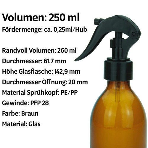 Glas sprühflasche 250ml - 250ml, |