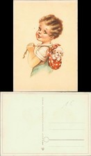 Menschen/Soziales Leben: Kind mit kleinem Hund im Rucksack 1950