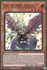 YuGiOh Lyna mit ihrem Vertrauten MGED-DE013 Premium Gold Rare Neu unl.