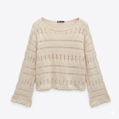 Zara creme rose offener - rose, strick
