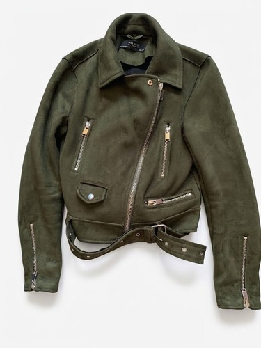 Zara suede bikerjacke - khaki, /