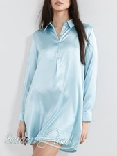 Sleepshirt Sloane Street Eva B. Bitzer Seide blau schwarz oder weiss Langarm