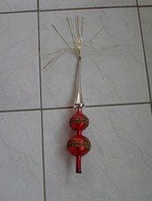 Baumspitze Baumschmuck Christbaum Leonischer Draht Puschel Borte rot silber