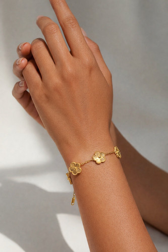 Gold blume armband edelstahl - gold,