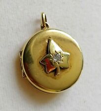 Antik Gold Kette Anhänger Gelbgold 375 9K Medaillon Amulett Diamant ca 0,6ct ?