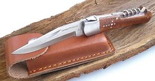 Laguiole Jagdmesser mit Korkenzieher +Ledertasche Klappmesser Outdoor Brun NEU!