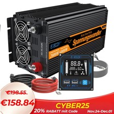 EDECOA Spannungswandler Reiner Sinus 2000W 12V 230V Wechselrichter ET-RC LCD 4.0