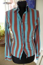 dico COPENHAGEN Bluse, Gr. 3/S, türkis/rot/braun gestreift, Polyamid/Elasthan