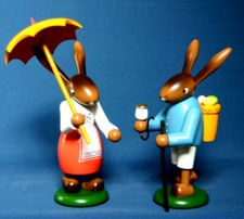 Osterhasen Paar groß 21cm handgedrechselt, fein bemalt Handwerkskunst Erzgebirge