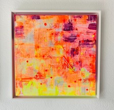 Acrylbild 40x40 im Schattenfugenrahmen | Abstraktes Gemälde auf Leinwand, Unikat