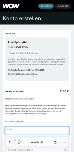 Wow live sport gutschein 50 - wow, 21,50