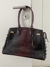 Henri Bendel Tasche Bordeaux Dunkelrot Leder Krokoprägung