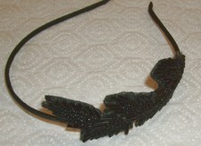 Rarer Haarschmuck Spange mit schwarzer Stickerei/Glasperlen - Brigitte von Boch