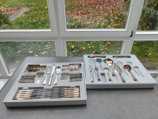 12 Personen Besteck WMF Augsburger Faden 90er Silber Besteckkasten viel Zubehör