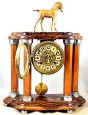 ANTIKE Portico Französische Kaminuhr Luis XVI Marmor Bronze c.a 1920