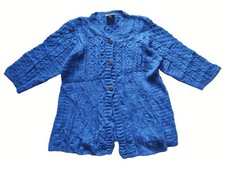  Irische Kilronan Pullover Blau Gr. XL Großtrick  100% Merino Wolle