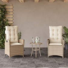1~2stk. Gartensessel Verstellbar mit Kissen Gartenstuhl Sessel Stuhl Poly Rattan