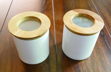 2 Voratsdosen IKEA Porzellan Dose weiß mit Holz Deckel 11 cm Küche