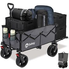 135L & 200L Bollerwagen Faltbar Transportwagen mit Erweiterbarer Heckklappe Grau