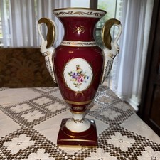 Amphore Vase  Porzellan Goudeville Limoges Decor Faith Main mit Schwanenhenkel!