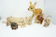Steiff 7 Tiere im Waldset, Reh, Hase, Igel, Eichhörnchen Perri, Steinbock, antik