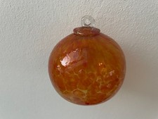 Glaskugel zum Hängen, mundgeblasen, Fenster Dekoration, Ø 8cm, orange