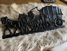 POSTKUTSCHE GUSS RELIEFBILD WANDBILD KUTSCHE MIT PFERDEN