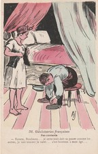 AK     Frau + Mann - Nachttopf unterm Bett - Verlag:  in Frankreich